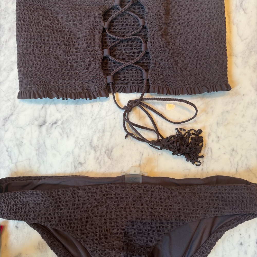 Pilyq Gray Textured Bikini Set